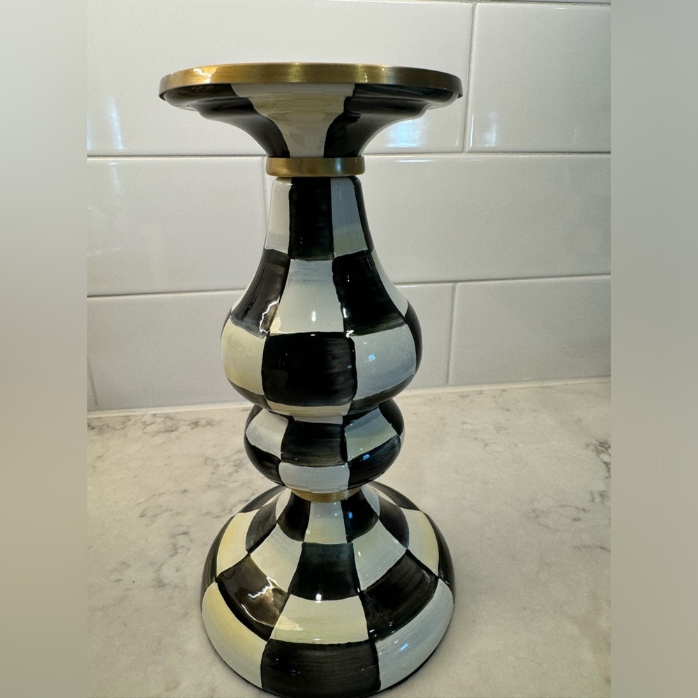 Mackenzie-Childs Courtly Check Medium Pillar Candlestick